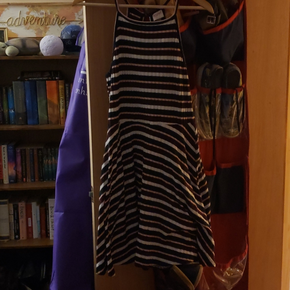 Striped Halter Neck Casual Dress